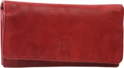 Produktbild von Bear Design Portemonnaie Damen Geldbörse Leder 12 Kartenfächer Geldbeutel 17x9cm rot CL9918-rod
