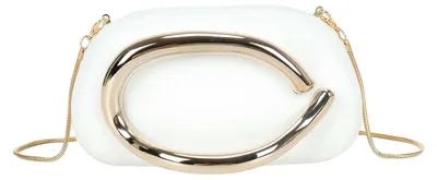 Produktbild von Gallantry, Damen Clutch mit ovalem Metallgriff und abnehmbarer Kettenriemen, Weiß
