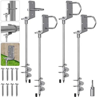 Image de Lot de 4 ancres robustes pour trampoline, de 30 pouces