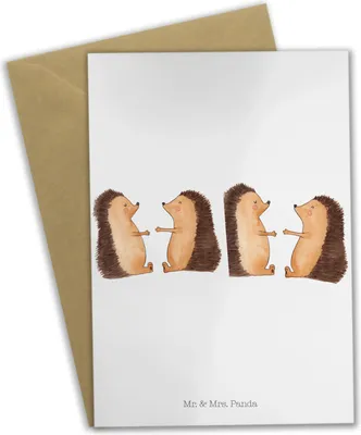 Produktbild von Mr. & Mrs. Panda valentinstagskarte Hochzeit Igel - Weiß - Geschenk, Grußkarte, glücklich, osterkarte, einladungskarten, Freund, Glückwunschkarte, Hochzeitskarte, Liebe