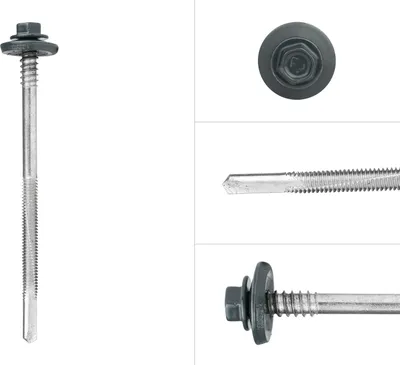 Immagine prodotto di Viti per pannelli sandwich zincate - antracite - 6,3 x 100 mm - confezione da 100 pezzi