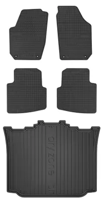 Productafbeelding van Rubberen automatten + kofferbakmat voor Skoda Roomster 2006-2015 (bestelwagen) – 5-delig, zwart, op maat – Wielganizator SolidPRO