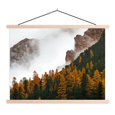 Produktbild von MuchoWow® Textilposter Kiefer - Herbst - Berg - Landschaft 40x30 cm mit holzfarbenen Rahmen - Bilder