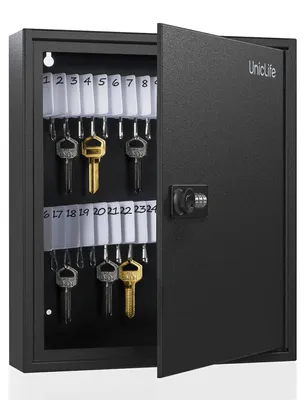 Produktbild von Schlüsselkasten Schlüsselschrank Schlüsselbox - Wandmontage - 60 Schlüssel - Schwarz - Mit Zahlenschloss