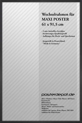 Produktbild von Bilderrahmen f. Maxi Poster - Größe 61 x 91,5 cm - Antireflex Acrylglas - Aluline Qualitätsrahmen