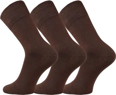 Produktbild von FussFreunde 6 Paar Baumwoll-Socken mit breitem Komfort Piqué-Bund, Dunkelbraun, Größe 43-46