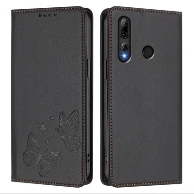 Obrázek produktu pro Kožené pouzdro pro Honor 20 Lite/Honor 10i, motýlí ražbou, peněženkové flip pouzdro se stojánkem Černá