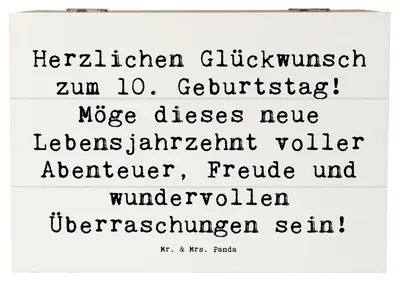 Produktbild von Mr. & Mrs. Panda Box Spruch 10. Geburtstag 22 x 15 cm - Weiß - Geschenk, Kiste, Geschenkbox, Schatulle, mit Deckel, wundervolle Überraschungen, Geburtstagsgeschenk