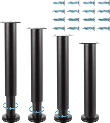 Produktbild von Set aus 4 verstellbaren Möbelbeinen 25-42 cm - schwarzen Metallkastenbeinen