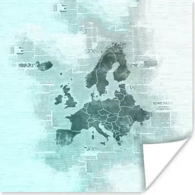 Produktbild von MuchoWow® Poster Europa - Karten - Papier - Zeitung 30x30 cm - Wandposter - Printing