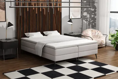 Produktbild von Boxspringbett Schlafzimmerbett BREST 160x200cm Stoff Soro Hellgrau