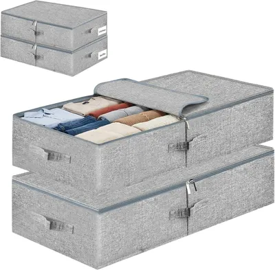 Produktbild von Unterbett-Aufbewahrungstasche 2 Stücke, mit Deckel, für Schlafzimmer, waschbar, faltbar