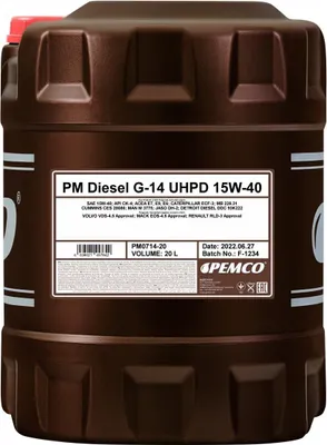 Produktbild von PEMCO Truck UHPD DIESEL G-14 für 15W-40 20 Liter Motoröl Motorenöl Synthetisch MAN M 3575 228.31 VDS-4 RLD-3 CATERPILLAR ECF-3 DQC III-10 LA CUMMINS