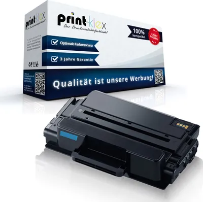 A product shot of a toner cartridge and its packaging, presented on a white background.