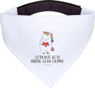 Produktbild von Mr. & Mrs. Panda Halstuch Einhorn Herz - Weiß - Geschenk, Tuch, Freundin, Hundehalstuch, Unicorn, Anders, Hund, Für Hunde, Einhörner, Bandana