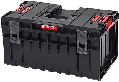 Produktbild von QBRICK® Werkzeugkasten ONE mit zusätzlichen Verbindungsstücken | HxBxT 38,5x58,5x30cm | 38 Liter | Traglast bis zu 120kg | Mit Deck- & Frontgriff | Mit Klemmverschlüsse | Schwarz | Werkzeugkoffer, Werkzeugbox