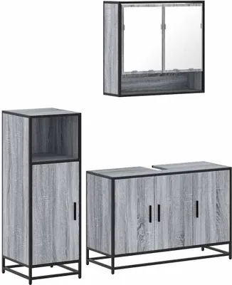 Image de vidaXL Ensemble de meubles de salle de bain 3 pièces Gris Sonoma Bois composite