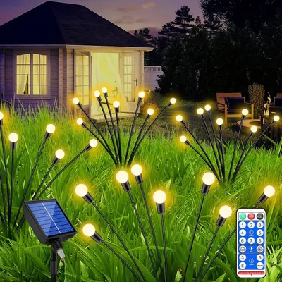 Produktbild von 4 Stück Solarlampen, Solarleuchten mit 8 Bienen Solarlampen, Bienen Lichterkette, Firefly Solar Gartenlichter, Gartendeko Solarlampen Glühwürmchen Lampe Außen Garten Rasenlicht