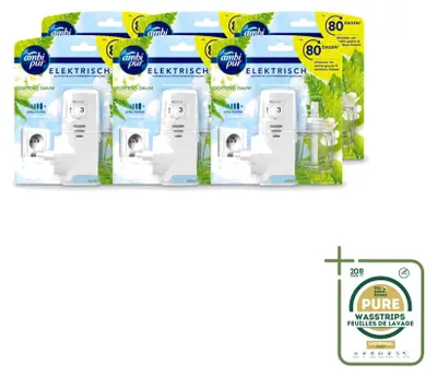 Produktbild von 6 x Ambi Pur Elektrischer Duftstecker Starterset - Morning Dew - Vorratspackung - 6 Stücke