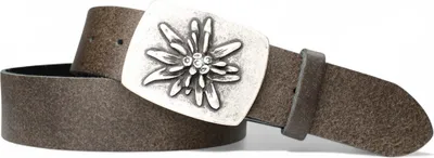 Produktbild von FRONHOFER Trachtengürtel Damen und Herren, Edelweiß Gürtelschnalle, 4 cm echt Ledergürtel
