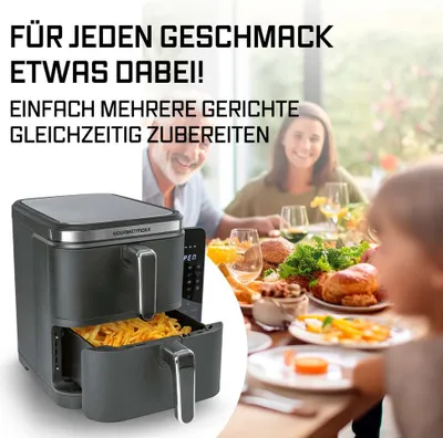 Produktbild von GOURMETmaxx FryUp Vertikale Doppelkammer-Heißluftfritteuse - 10 L - 2800 Watt