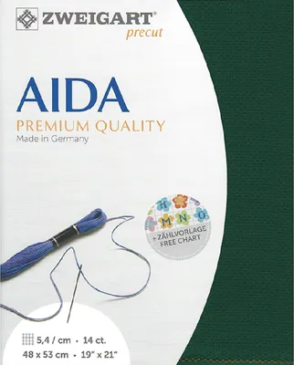 Produktbild von AIDA Zweigart Precut 14 ct. Stern-Aida 3706 Farbe 647 dunkelgrün, Handarbeitsstoff für Kreuzstich 48x53 cm