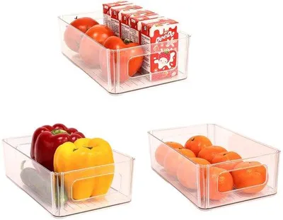 Obrázek produktu pro Průhledná sada 3 kusů kuchyňských organizérů do spížových skříněk, ledničky, mrazničky, zásuvek a kanceláře