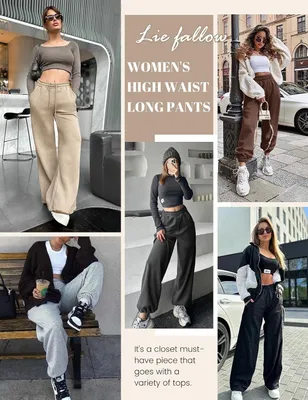 Productafbeelding van Dames joggingbroek met wijd been, elastische taille en zijzakken in kaki