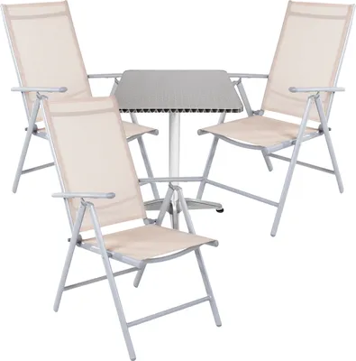 Produktbild von Bistrogarnitur 4-teilig Aluminium - Textilen / Beige