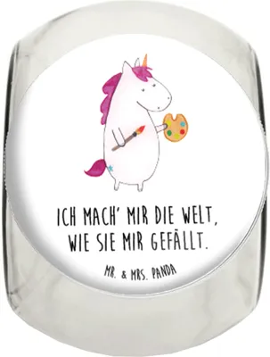 Produktbild von Mr. & Mrs. Panda Bonbonglas Einhorn Künstler L 870ml - Weiß - Geschenk, Teedose, Vorratsbehälter, Malen, Stift, Unicorn, Welt, Zeichnen, Bonboniere, Dekoglas, Kaffeedose
