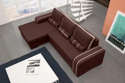 Produktbild von Seelloo-Möbel Narożnik VIPER z funkcją spania, rozkładany, pojemnik na pościel 240x90 cm i sprężyna falista - Nowoczesna sofa do salonu, wolnostojąca | lewa strona | 283x165x90 cm | brązowy