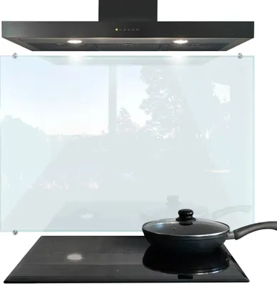 Produktbild von Herdabdeckplatte – Spritzschutz Glasplatte – Küchenrückwand – Schutzwand – Transparent – Hitzebeständig – 100x70 cm