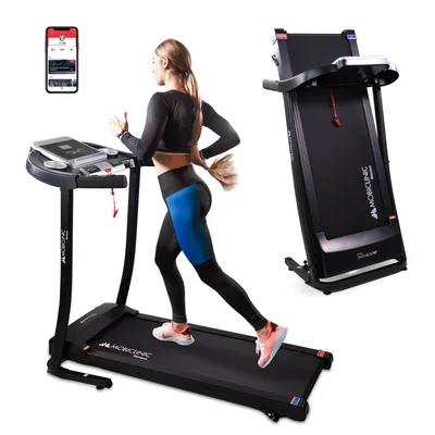 Obrázok produktu pre Mobiclinic® Fitness, skladací bežecký pás, Bluetooth reproduktor, 12 km/h, aplikácia, LCD displej, 139 x 62 x 114 cm, bezhlučný, ETNA