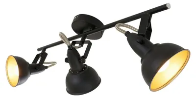 Immagine prodotto di Lampada da soffitto Spot orientabile Retro 3xE14 40W nero-oro metallo Briloner