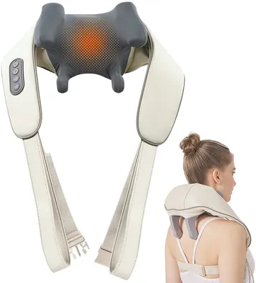 Produktbild von Nackenmassagegerät mit Wärme, Shiatsu Massagegerät, Nacken- und Rückenmassagegerät für Nacken Rücken Schulter Tiefengewebe Massage