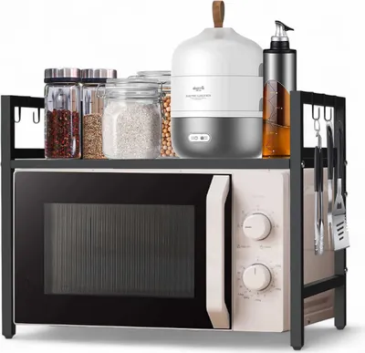Produktbild von DanDiBo Verstellbares Mikrowellenregal 2 Stufig 40-64 cm Mikrowellen Regal 96613 Stehend Mikrowellenständer Küchenregal