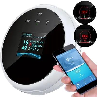 Image de Capteur de gaz, 15 x 9 x 4 cm, alimenté sur secteur,  CE, compatible avec les applications mobiles, détecte le méthane et le propane-butane