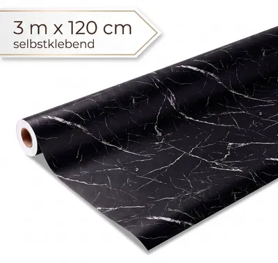 Produktbild von Dalsys Wandverkleidung selbstklebend 120x300cm Marmoroptik Schwarz - PVC Wandpaneele auf Rolle, flexible Wandverkleidung Badezimmer wasserfest, 2,3mm Materialstärke, Spritzschutz Küchenrückwand
