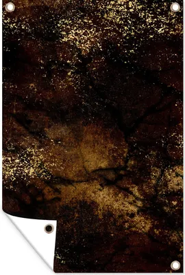 Produktbild von MuchoWow® 80x120 cm Outdoor-Poster Gartendeko Sichtschutz Garten Poster für den Garten  Gold - Schwarz - Abstrakt
