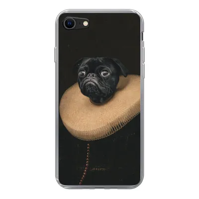 Produktbild von MuchoWow® Handyhülle Schutzhülle Hülle für iPhone SE 2022 Hund - Halsband - Kunst Silikon Softcase Handy Hülle - Schutzhülle