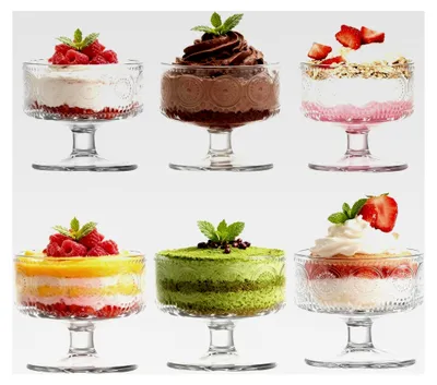 Produktbild von 6-teiliges Set Glas-Dessertschalen, elegantes Design, langlebige Sundae-Tassen, ideal für Eis, Obstsalat, Pudding