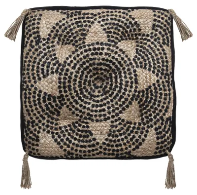 Produktbild von Bodenkissen mit Mandala-Muster, 38 x 38 cm, Jute