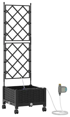 Produktbild von vidaXL Garten Blumenkübel mit Bewässerung und Rädern Schwarz PP