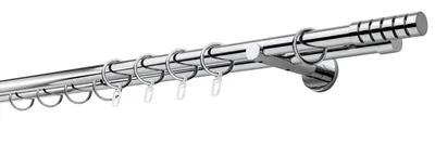 Produktbild von Gardinenstange auf Maß 20mm Rille 2-lauf Wandträger 12cm Farbe: Chrom, Größe: 190cm