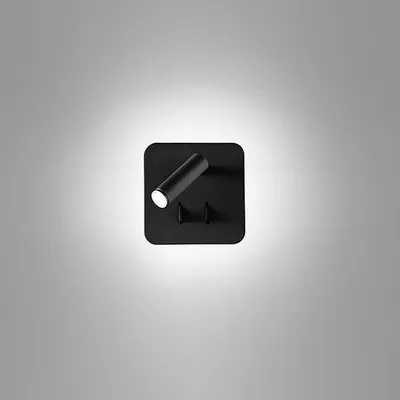 Produktbild von Schwarze Metall-Wandleuchte, 9 W (6 W + 3 W) LED, verstellbar, warmweißes Licht (3000 K), modernes Design für Innenräume, Serie 6704 N LC - Perenz
