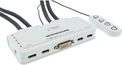Produktbild von InLine® KVM Switch, 4-fach, DVI-D, USB, mit Audio, integr. Kabel