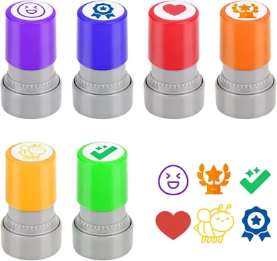Produktbild von Lehrerstempel Set, 6 Motive, Selbstfärbend, für Hausaufgabenbewertung