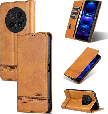Obrázek produktu pro Kožené pouzdro pro Huawei Mate 70 Pro/Mate 70 Pro+, skládací peněženkové pouzdro s magnetickým uzávěrem a stojánkem Žluť