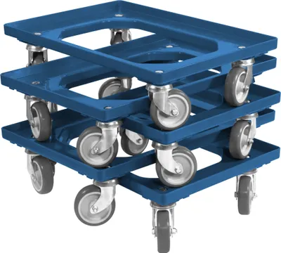 Produktbild von 5 x Stück Transportroller für Kisten 600x400 mm 4 Lenkrollen Blau