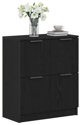 Image de vidaXL Sideboard noir imitation chêne 60 x 30 x 70 cm Bois composite